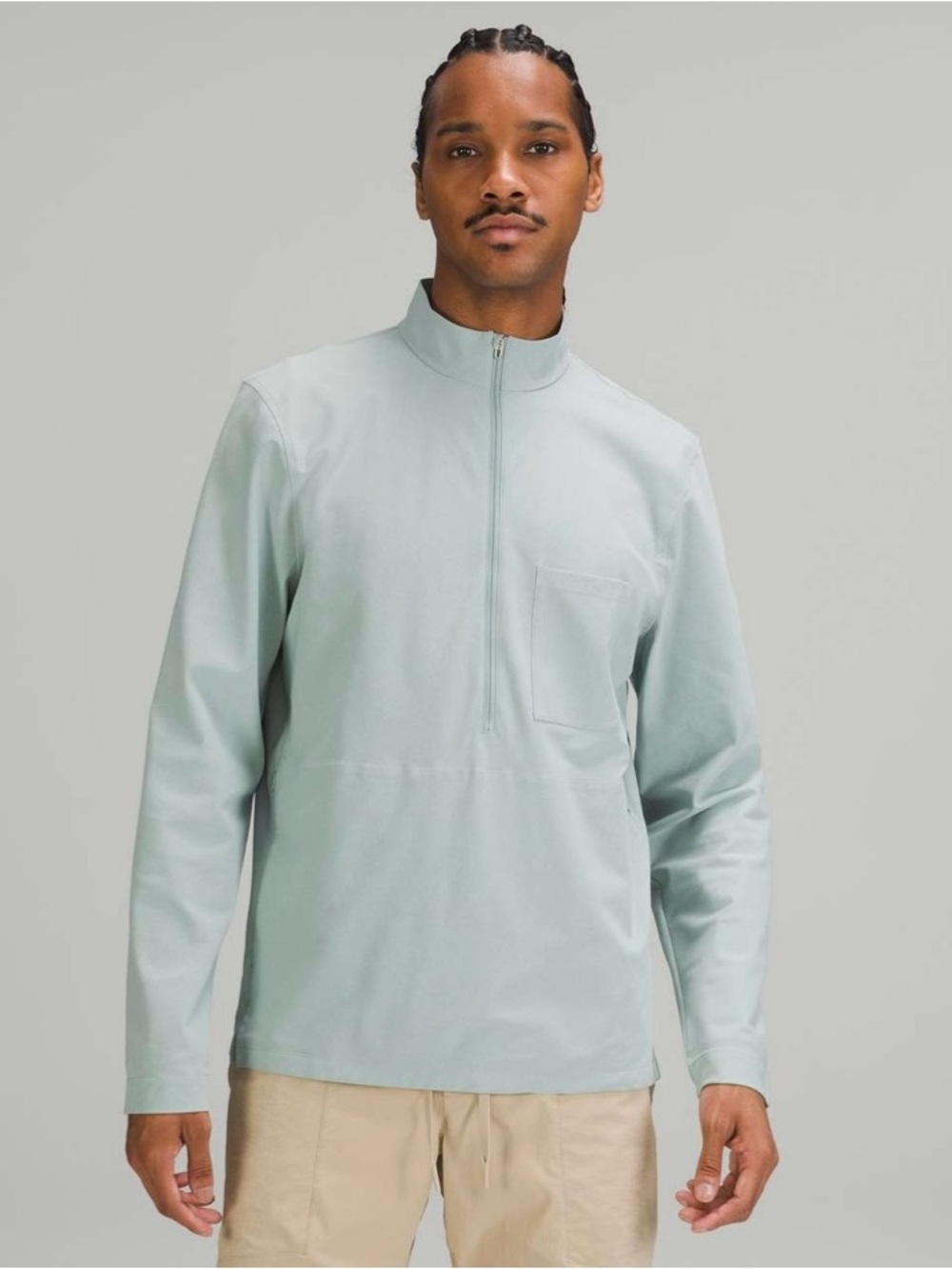 Lululemon WovenAir Half-Zip Pullover Silver Blue XXL Relaxed Fit